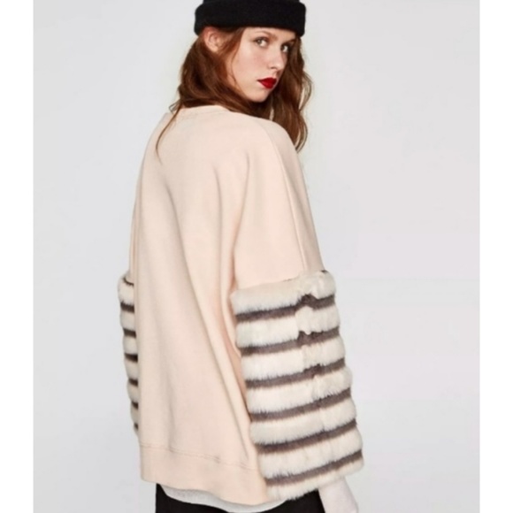 Zara | Sweaters | Zara Fur Sleeve 